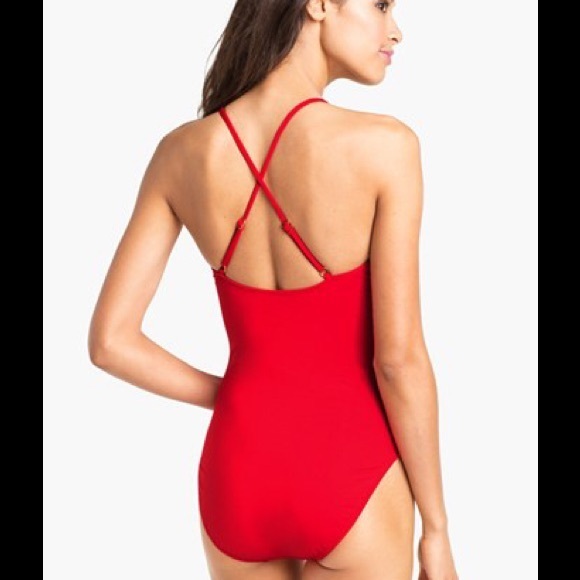 NWOT W Swim deep vneck ruffled bathing suit size 6 - Picture 4 of 4